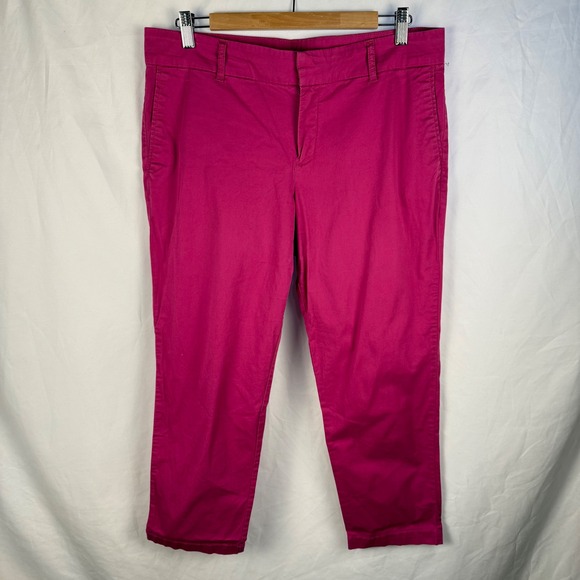 Kut from the Kloth Pants - Kut from the Kloth Hot Pink Taylor Crop Trouser Pockets Ankle 12 Business Casual
